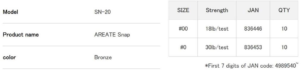 Decoy SN-20 Areate Elite Snap Size 00 (6446)