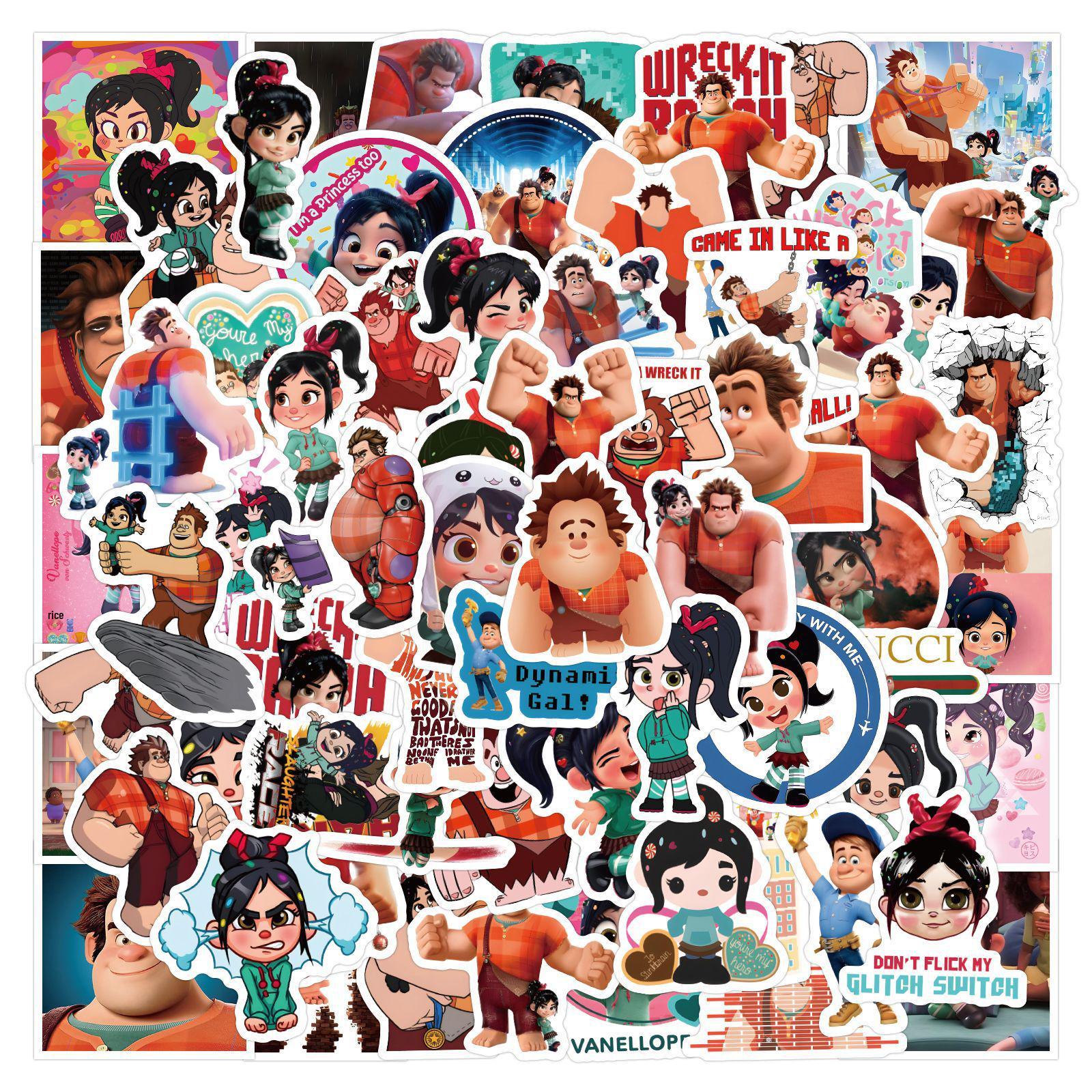 120-Piece Wreck-It Ralph Cartoon Graffiti Stickers for DIY Decoration (Suitcases & Water Bottles)