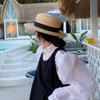 Flat top hat Seaside sun hat Sun hat Sunscreen hat Women's hat Lafite sunshade flat brim top hat