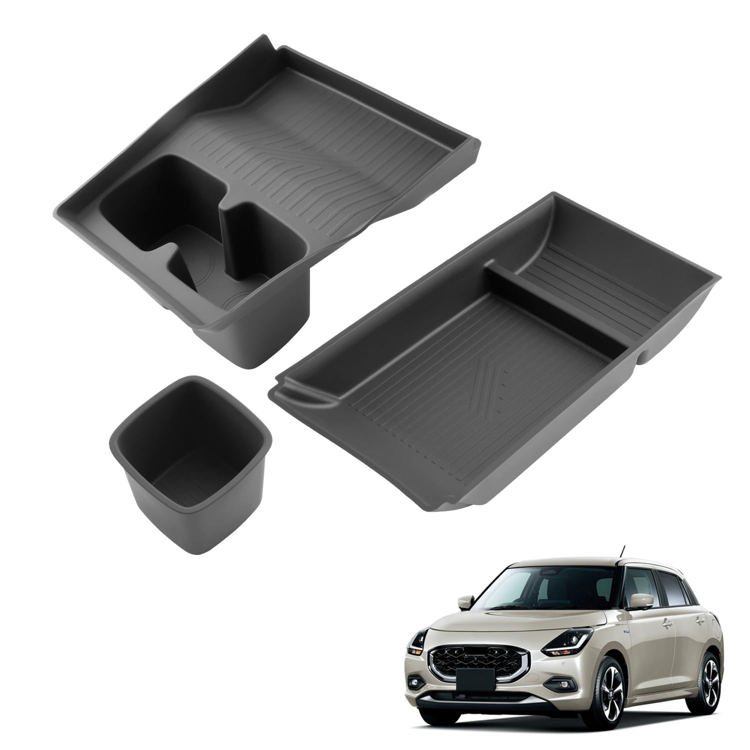

Coleya Compatible with Suzuki Swift 5th Generation and Center Console Box Cover with Rear Seat Cup Console Storage and Center Console Mat of Silicone