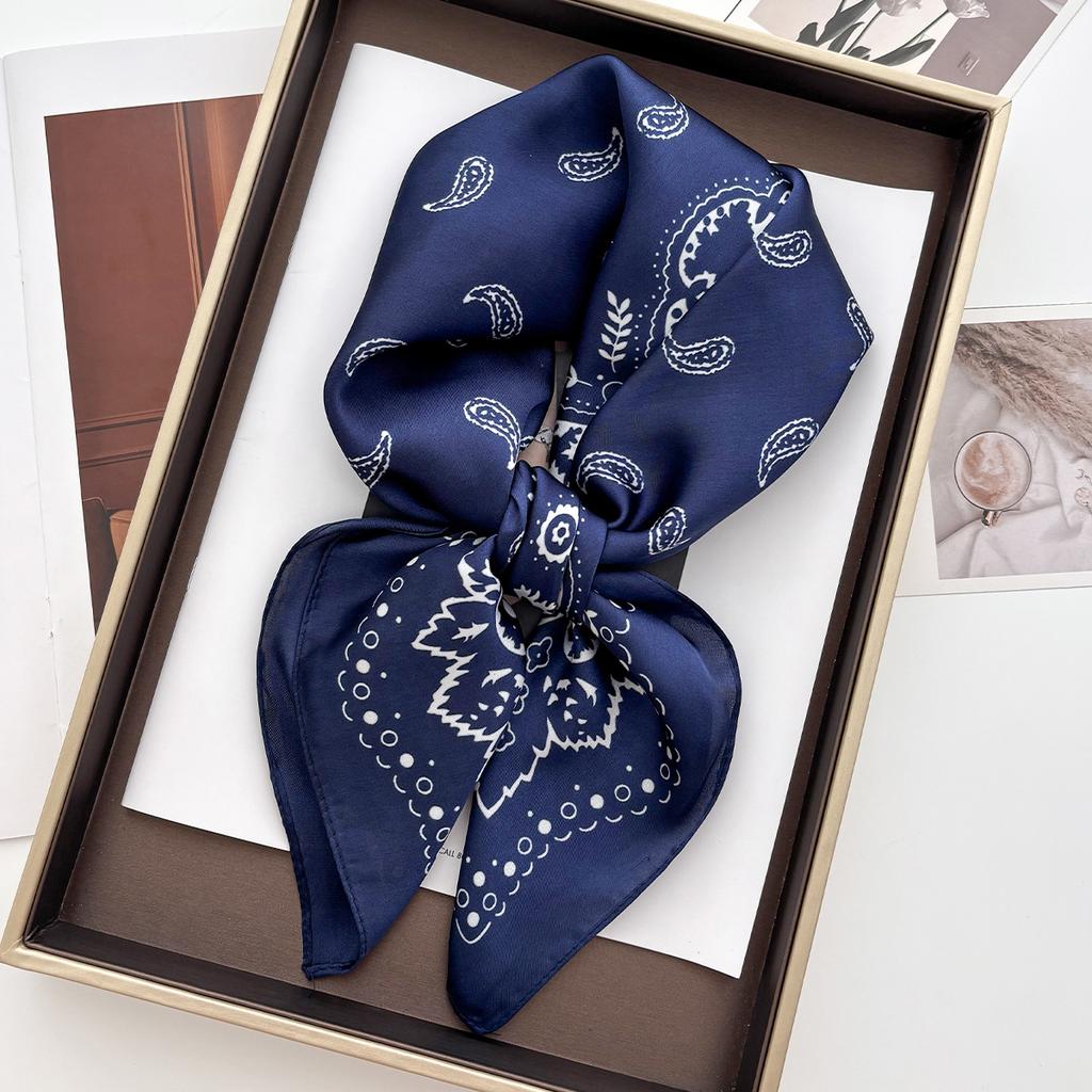 70*70Cm Women Summer Luxury Fashion Print Scarf Soft Satin Hairband Neckerchief Tie Female Headband Foulard  Casual