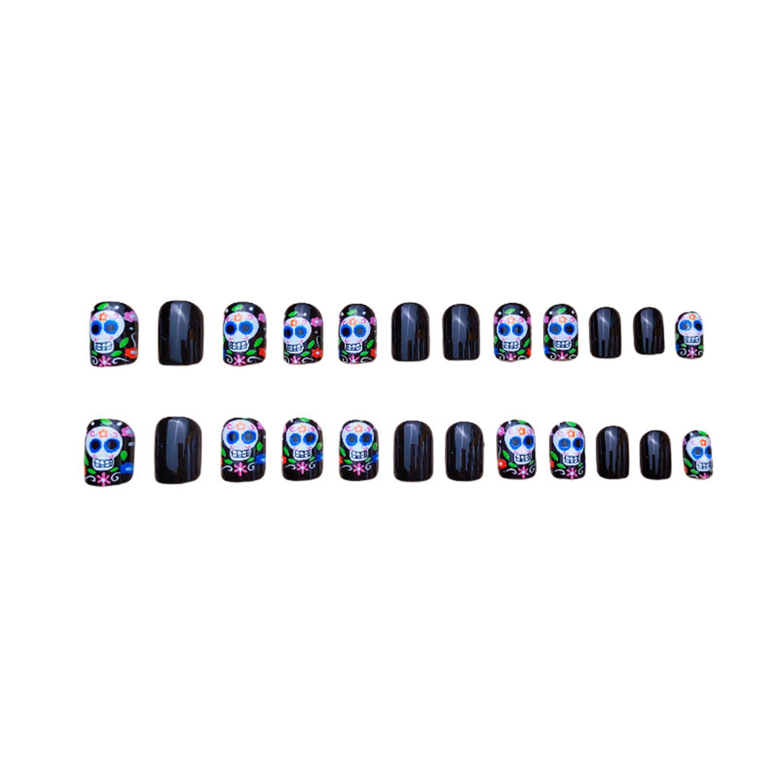 

24 шт. Хэллоуин Пресс-накладные ногти Короткие квадратные накладные ногти Милый дизайн Глянцевые накладные ногти Хэллоуин Ногти Милые Полные покрытия Клей на ногтях Stick