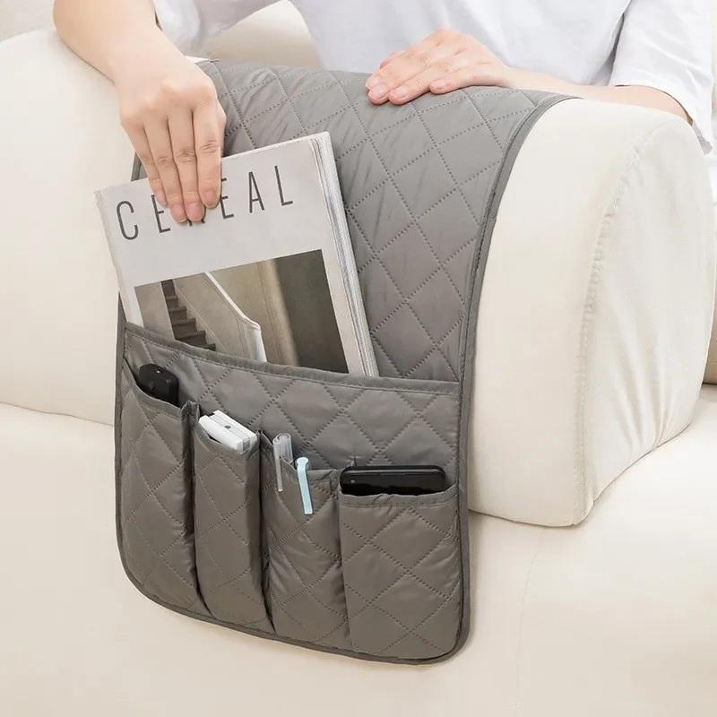 Sofa Armrest Organizer With 5 Pockets And Cup Holder Tray Couch Armchair Hanging Storage Bag For Tv Remote Control Cellphone