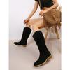 Plus Size Women's New Arrival Suede Knee-High Fringe Boots Pointed Toe Low Heel Versatile Long Boots Rider Boots