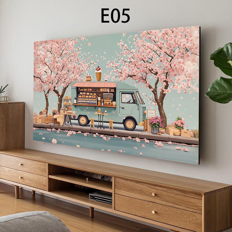 Universal Television LCD TV Hood Dust Cover Home Living Room Decor Printed TV Protector Case For 47/50/55/58/65/70/75//85 Inch