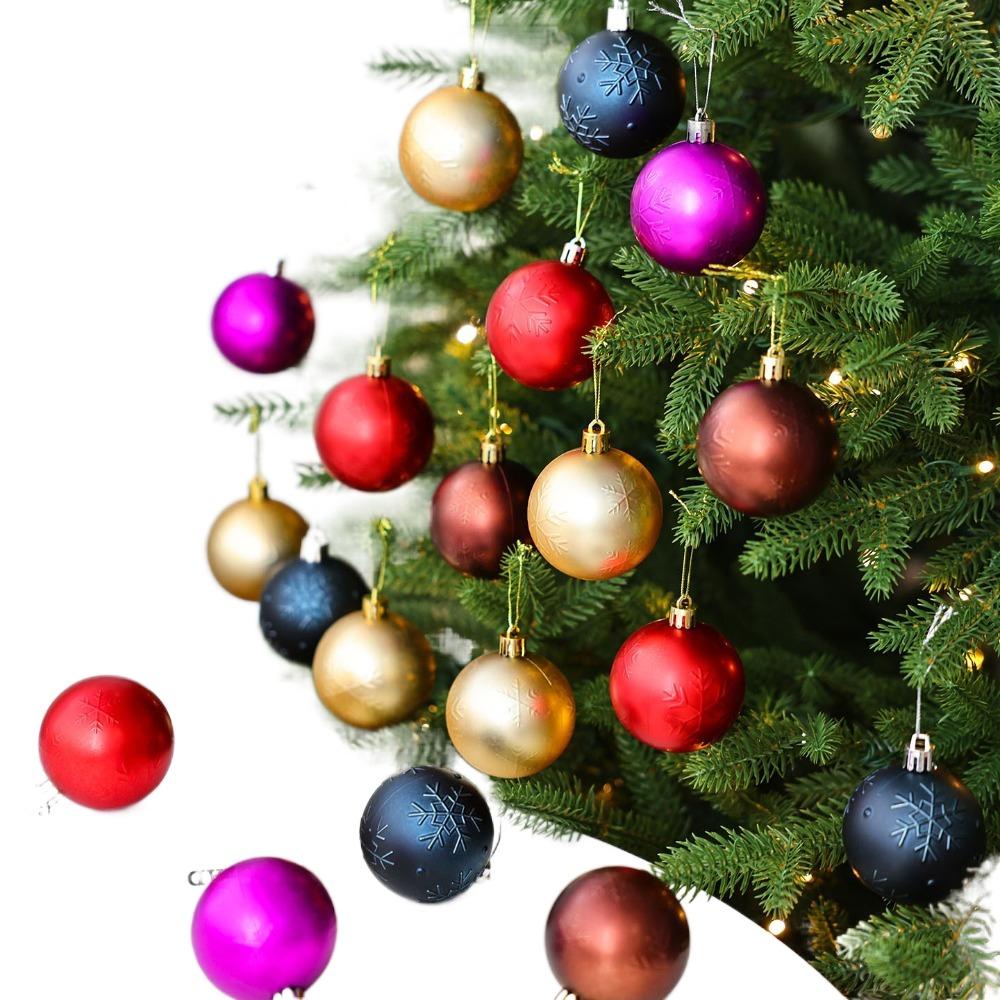 6PCS New 6cm Christmas Ball Pendant Matte Plastic Xmas Tree Charm Snowflake Reusable Plastic Balls for Christmas Celebration