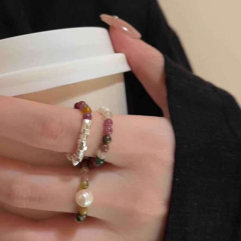 Tourmaline Vintage Stylish Pearl Ring For Women Beautiful Geometric Design