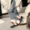 6.5cm High Heels Elegant Women Slides Square Toe Shallow Summer Dress Slides Sexy Metal Strange Style Heels Shoes