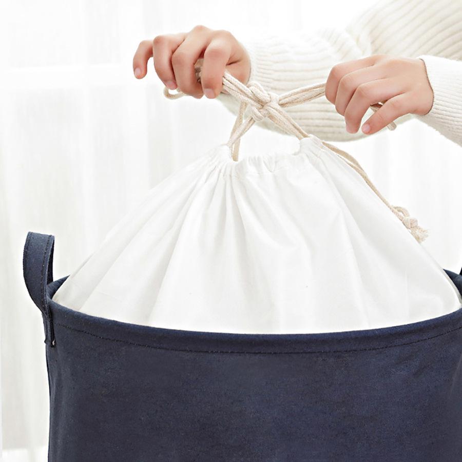 Large Fabric Foldable Laundry Basket with Drawstring, Waterproof & Moisture-Proof for Clothes and Quilts