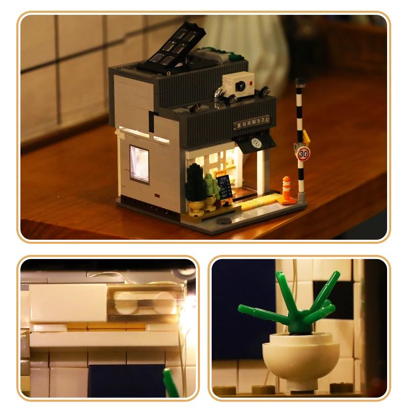 1116Pcs LED City Japanese Style Summer Restaurant Coffee House Building Blocks Friends Light Shop Bricks Toys Children Gift