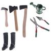 Hot 1:12 Dollhouse Mini Garden Implement Watering Can Scissors Axes Shoes Rake Garden Pool Doll Decor Accessories