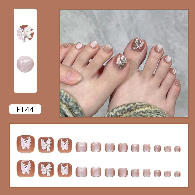 

Chasing light cat eye wearing nail removable butterfly toenail patch nail patch toenail patch 24 pieces