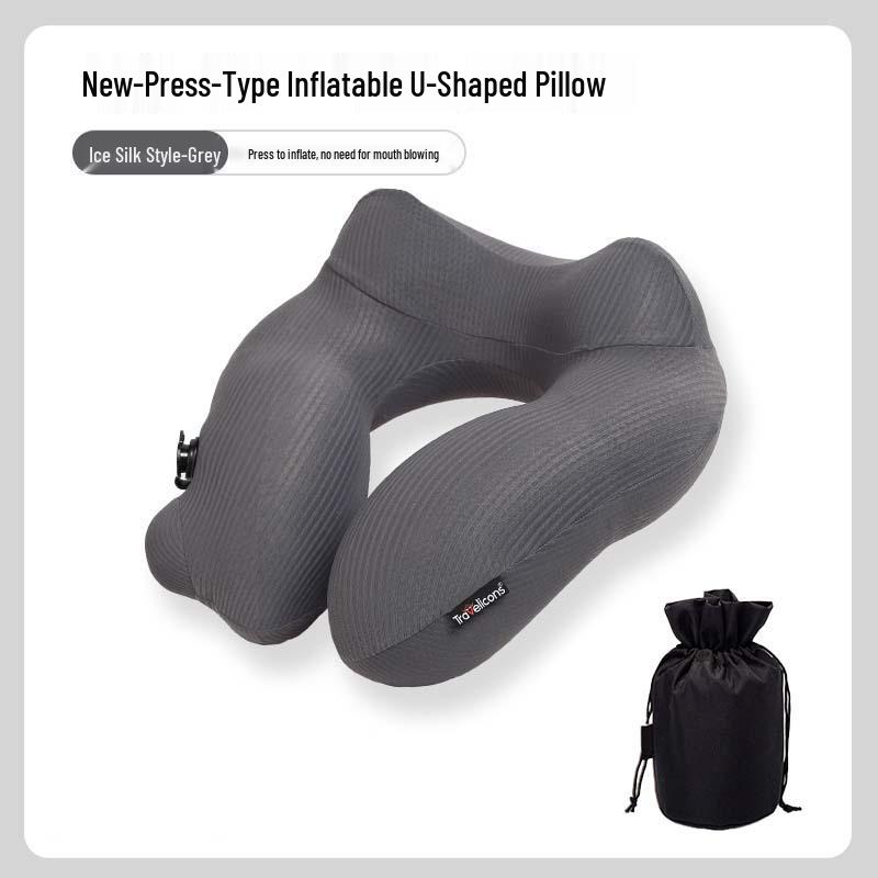 Portable Inflatable U-Shaped Neck Support Pillow: Travel & Nap Comfort 29x28x12 cm