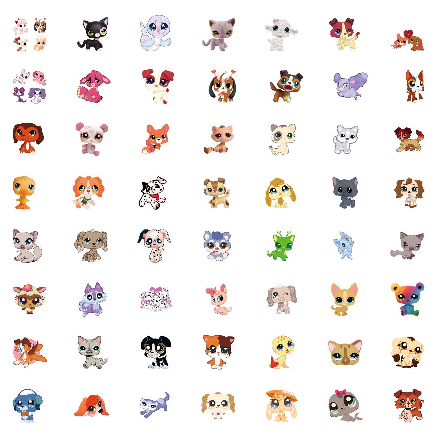 

Littlest Pet Shop Cartoon Graffiti Stickers: 55-Pack for Cars, Luggage, and Water Bottles
