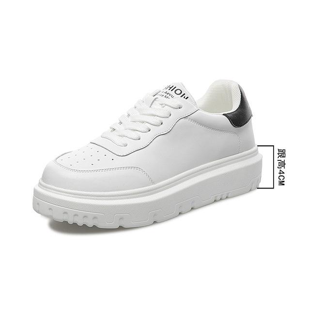 

Женская обувь Весенние туфли на плоской подошве Базовые белые туфли Бисквитные туфли Повседневная обувь на толстой подошве Модные кожаные кроссовки из спилка 35