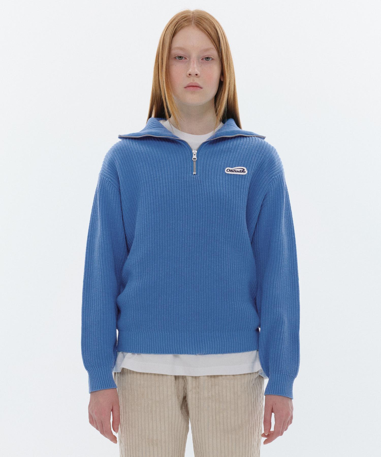 Oioi Collection Cosmo Logo Collar W Knit_Blue M