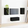TV Cabinet Set 2 Pcs Black Engineered Wood