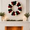 Christmas Ball Wreath For Front Door Christmas Door Wreath with Staggered Three-Tone Ball Clusters, Soft-Looking Texture, and a Back Loop for Entryway