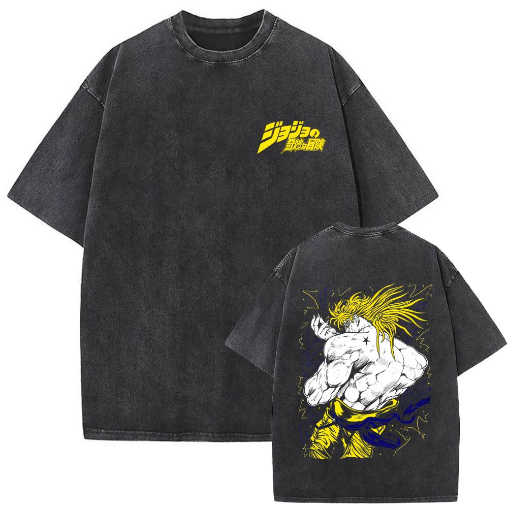 

Washed Vintage Anime Jojos Bizarre Adventure Tshirt Manga Diavolo Doppio Graphic T Shirt Men Women Fleece Cotton Short Sleeve S
