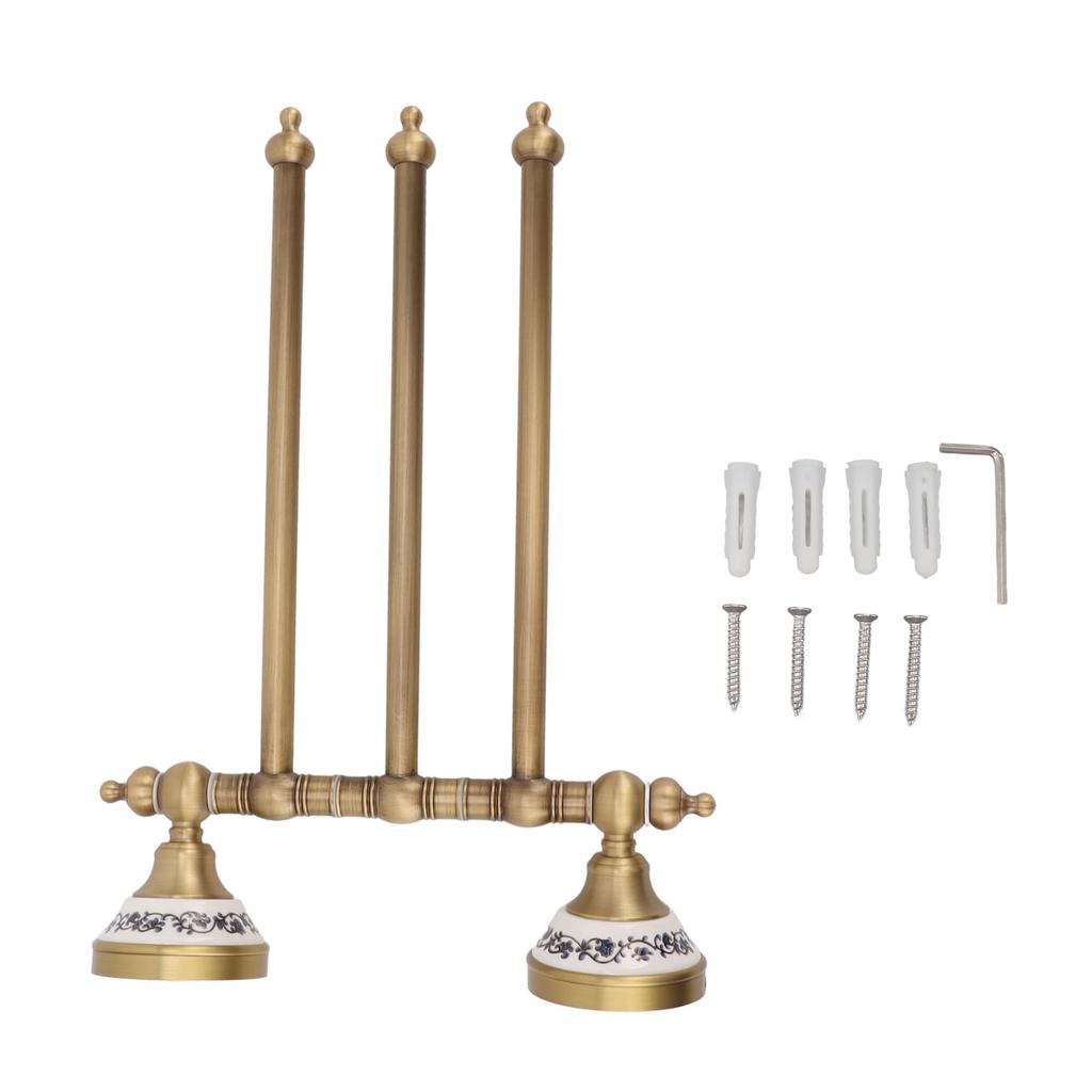 Schwenkbarer Handtuchhalter Antik Messing Handtuchständer Gedrehter Handtuchaufhänger Halter für Badezimmer Vier Stangen