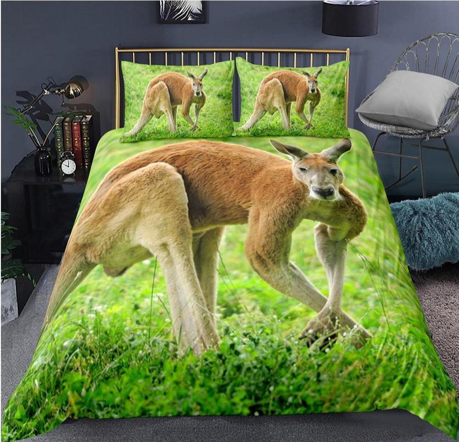 Australische Kangoeroe Dekbedovertrek King Queen Size Mooie Safari Wilde Dieren Beddengoedset voor Kinderen Tieners Volwassenen Wildlife Dekbedovertrek 70x133cm 2pcs