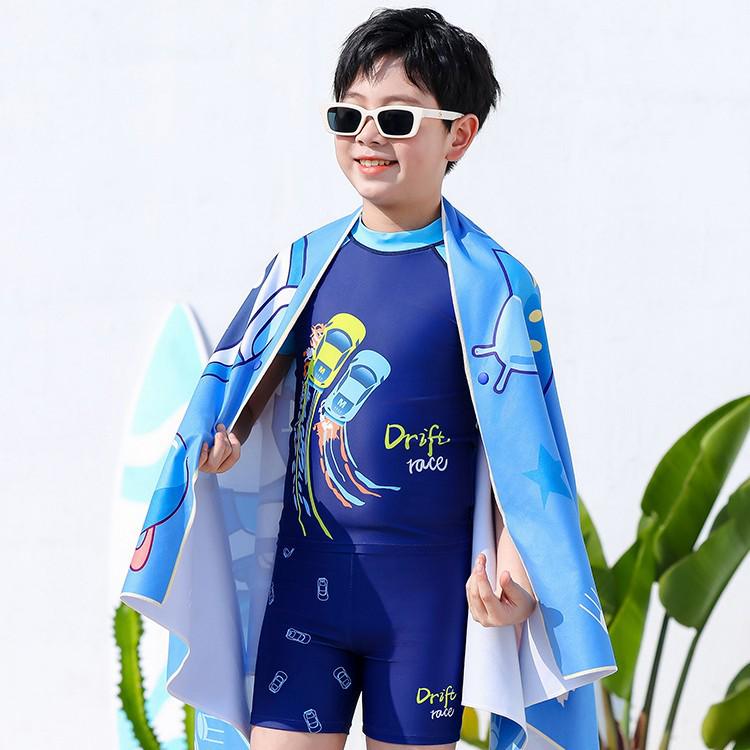 2026 Kids' Quick-Dry Short Sleeve Swimwear: Customizable Cartoon Boys' Sun-Protection Swimsuit
