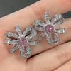 Elegant Light Luxury Pink Zircon Earrings for Women High-End Temperament Trendy Zircon Accessory