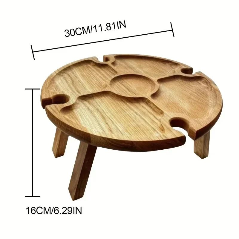 Kompakter Rotwein Tisch Outdoor Snack Regal Holz Tragbarer Esstisch Klappbar Klein Stabil und Rutschfest Handpolierter Tisch
