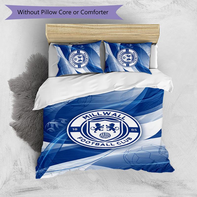 Millwall Football Printed 3 Pieces Bedding Set, Comfortable Skin Friendly Bedroom Duvet Cover Set