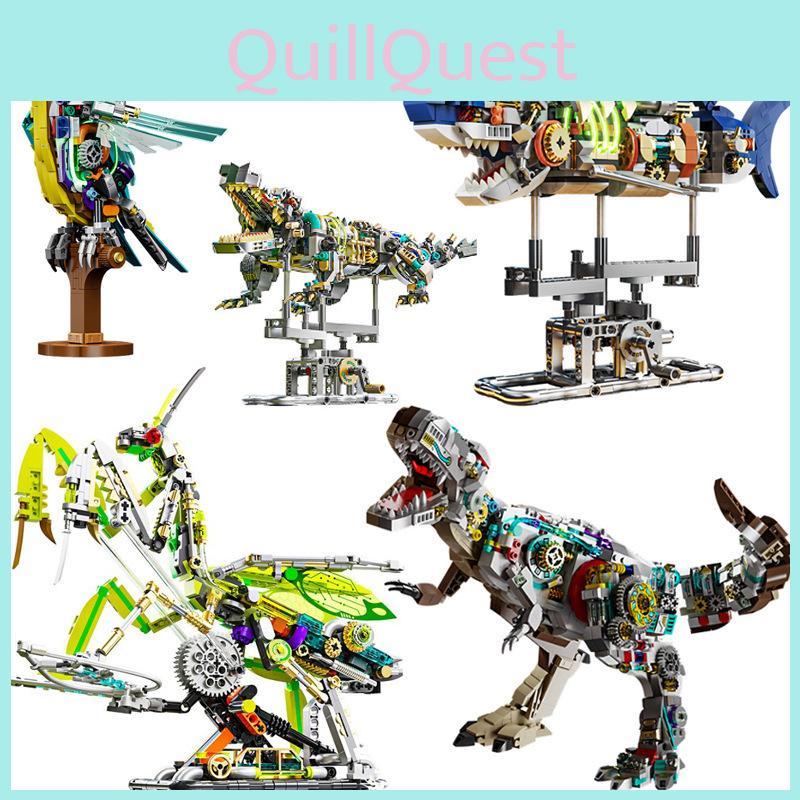 Mechanical Shark Semi Building Blocks Toys With Lights For Kids Play Educational