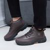 Men's Winter Warm Snow Boots with Fur Lined Warm Slip On Short Boots for Male Comfortable Outdoor Waterproof Ankle Booties Hiking Walking Shoes