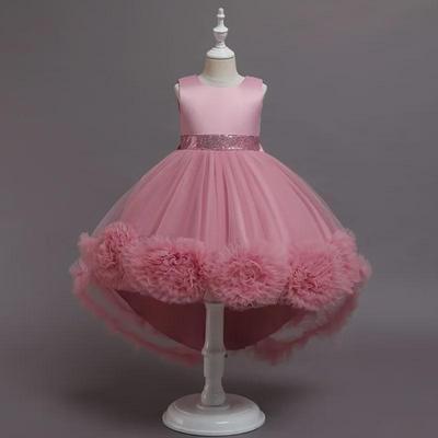 New Style Princess Dress for Girls: Puffy Mesh Flower Vest and Trailing Design for Piano Performances