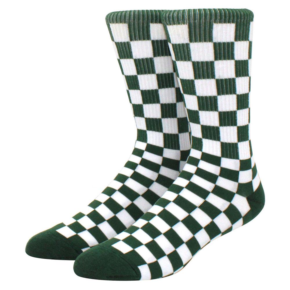 1 paire de chaussettes amusantes de skateboard hip hop à carreaux et flammes éclair pour hommes