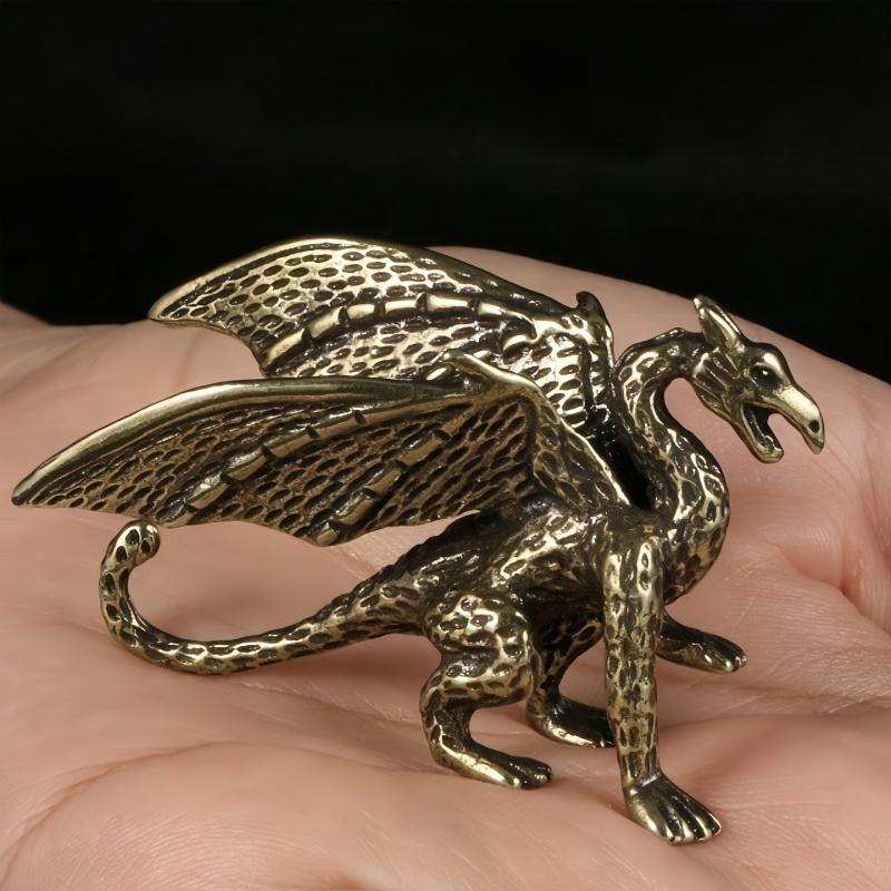 

1 шт. Винтажная латунная свирепая фигурка дракона, Антикварное мифологическое украшение для рабочего стола западного дракона