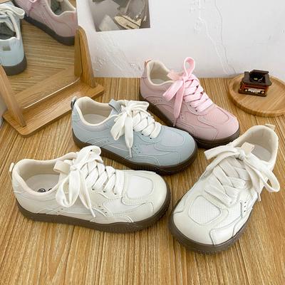 BE-6822 Latex Insole/spring New Thick-soled White Shoes Women's Shoes Board Shoes Flat-soled Leather Casual Shoes