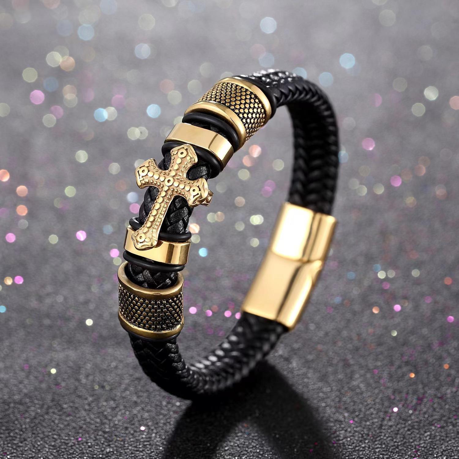 

Woven Bracelets Woven Cross Men s Leather Bracelets Bracelets Punk Bracelets