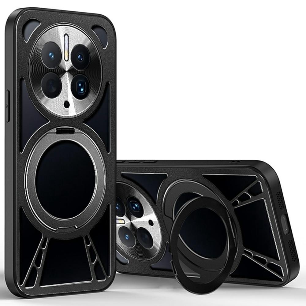 For Huawei Mate 50 4G Case Magnetic Kickstand Hollow Heat Dissipation Silicone+PC+Metal Bumper Phone Cover