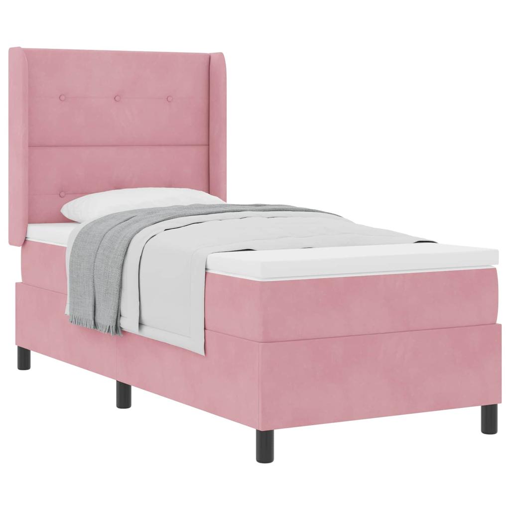 Box Spring Bed with Mattress and Headboard Pink 80 x 200 cm Velvet