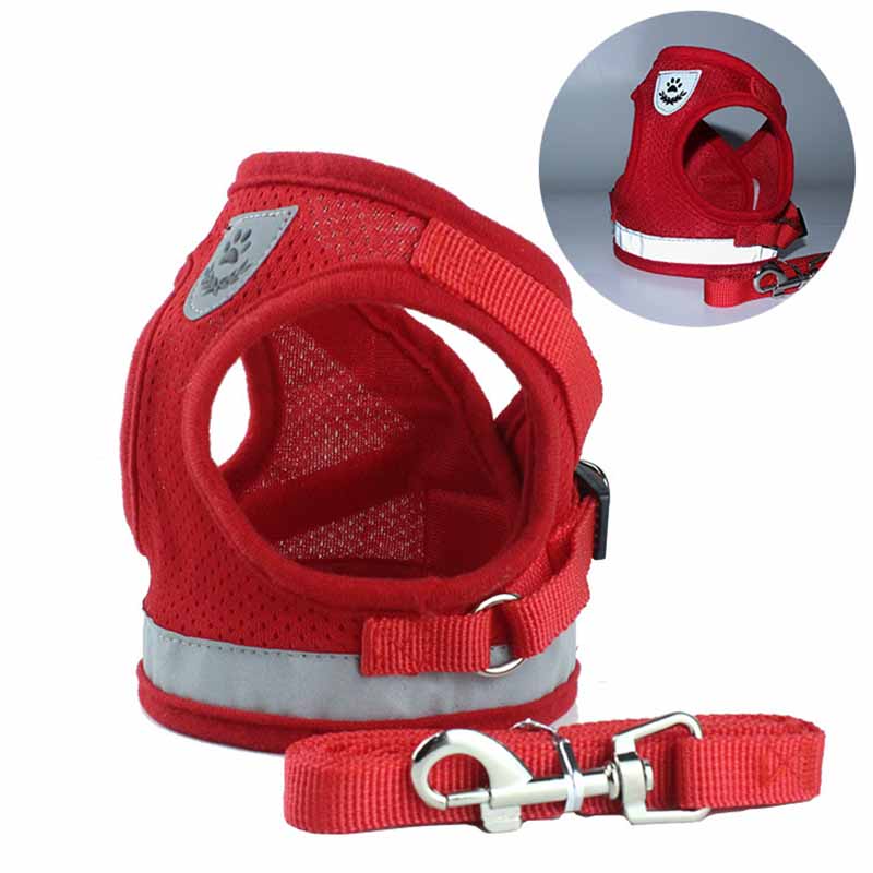 

Ошейники сетчатые жилеты для домашних животных поводки для домашних животных дышащие веревки для кошек и собак XL красный