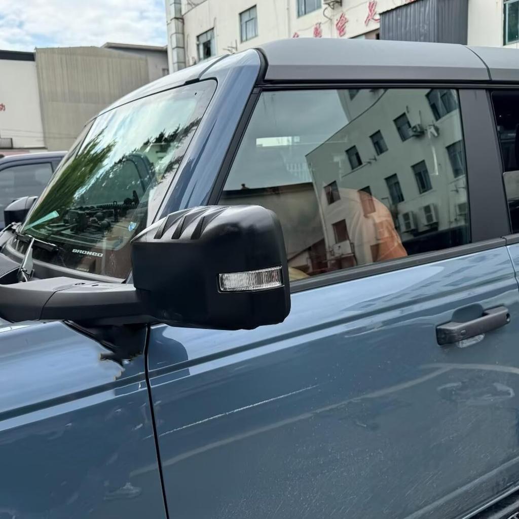 Car Side Review Mirror Guard Cover Caps Trims for Ford Bronco 2021 2022 2023 2024 Auto Exterior Decoration Accessories (Mirror With Light Model Only)