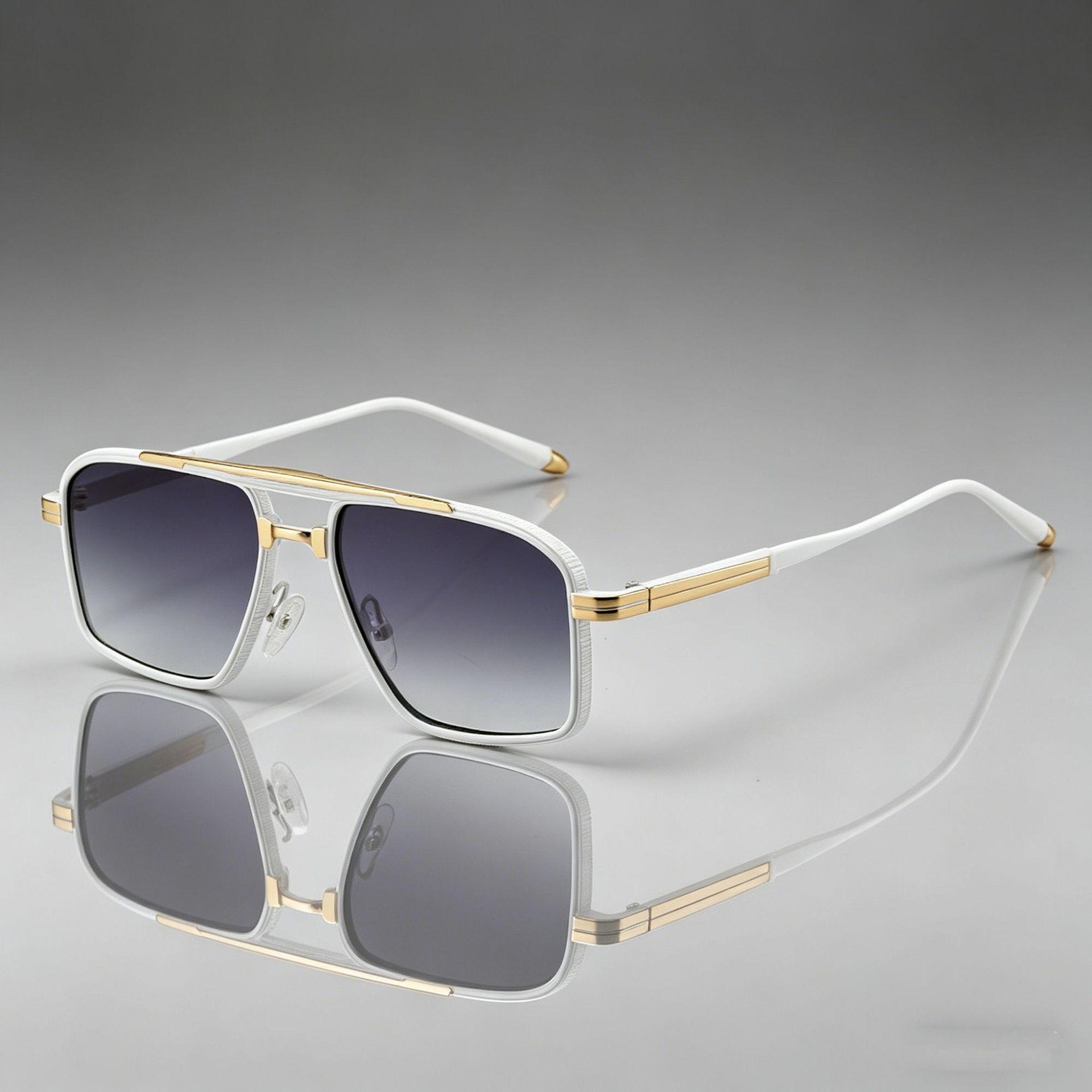 Unisex High-End European & American Style Double Beam Metal Sunglasses - Large Frame, Trendy Sun Protection (M5258)