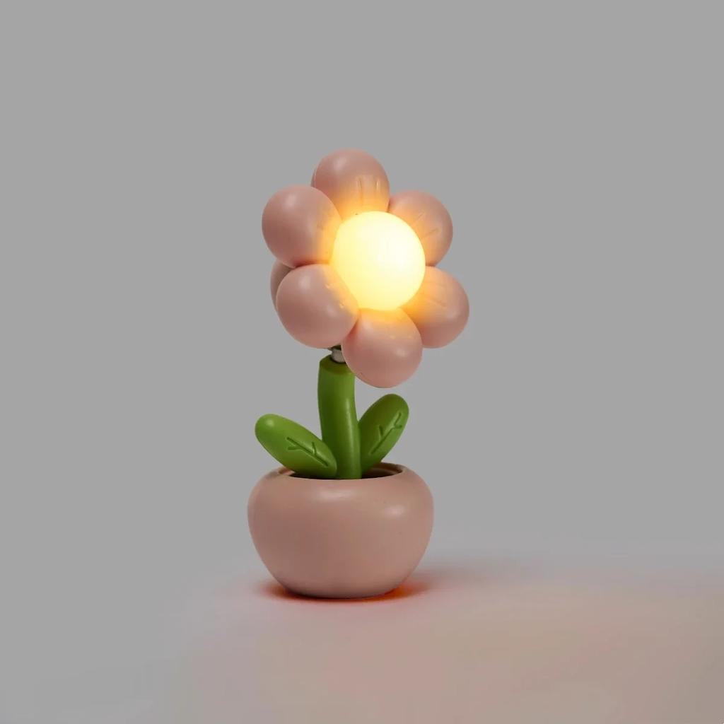 Mini LED Flower Night Light Cute Small Table Lamp Desktop Ornament Bedside Bedroom Ambient Lights Children Toy Kids Holiday Gift