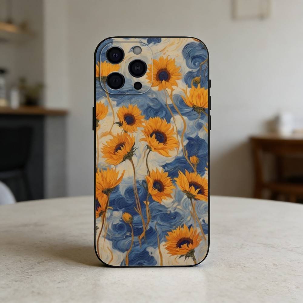 Sunflower Blossoms Phone Case Silicone Black Soft For IPhone 17,16,15,14,13,12,11,SE,Plus Pro Max