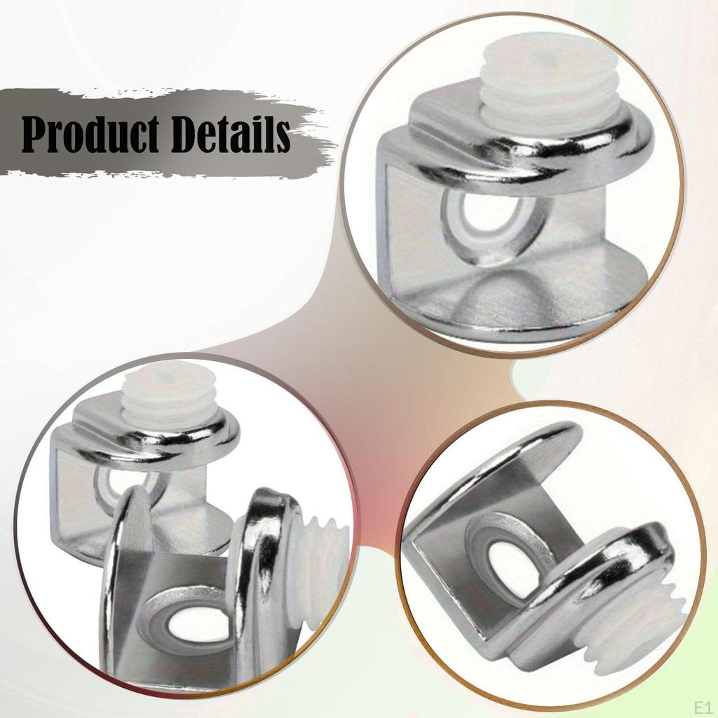 20x Glass Shelf Brackets Clamp, Replacement Zinc Alloy Clip Holder Mirror Clips for Bedroom,