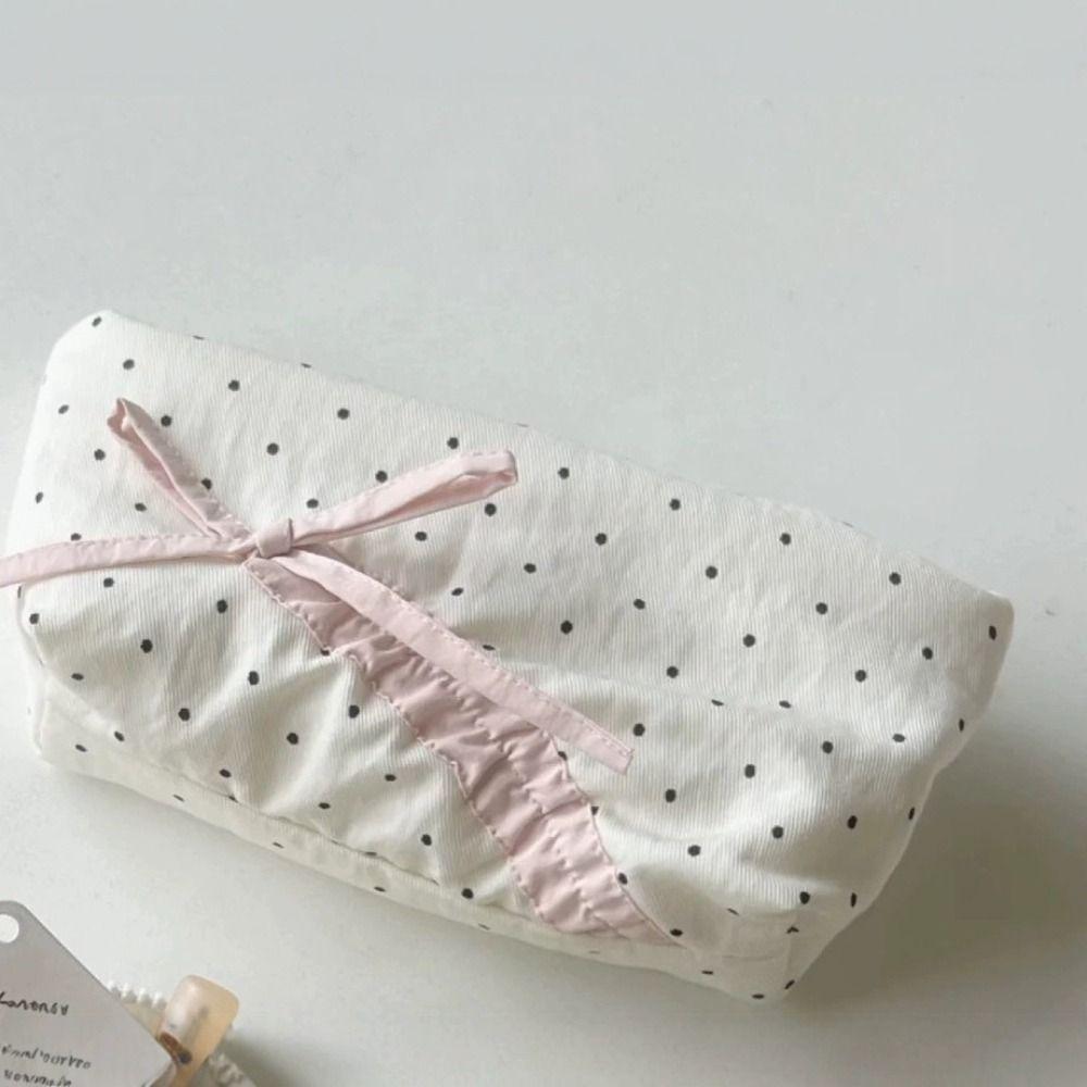 New Bowknot Wave Point Pen Bag Large Capacity Gift Pencil Case Cartoon Pen BagStationery Bag Students Supplies