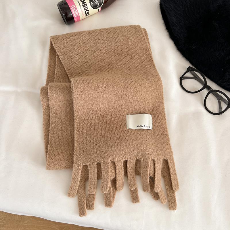 Christmas Festive Red Scarf Women's Winter Knitted Warm Scarf Student Thickened Senior Sense New Gift