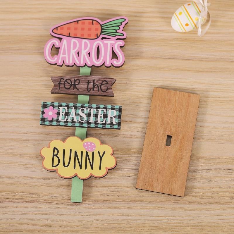 Natural Wood Easters Decoration Bookshelf Display Ornament Easters Charm Decors Suitable for Living Room Dining Table