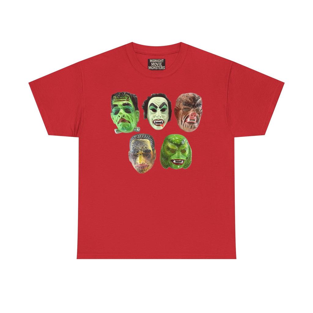 Vintage Halloween Monster Masks T-Shirt Tee Shirt Unisex Graphic Horror Spooky