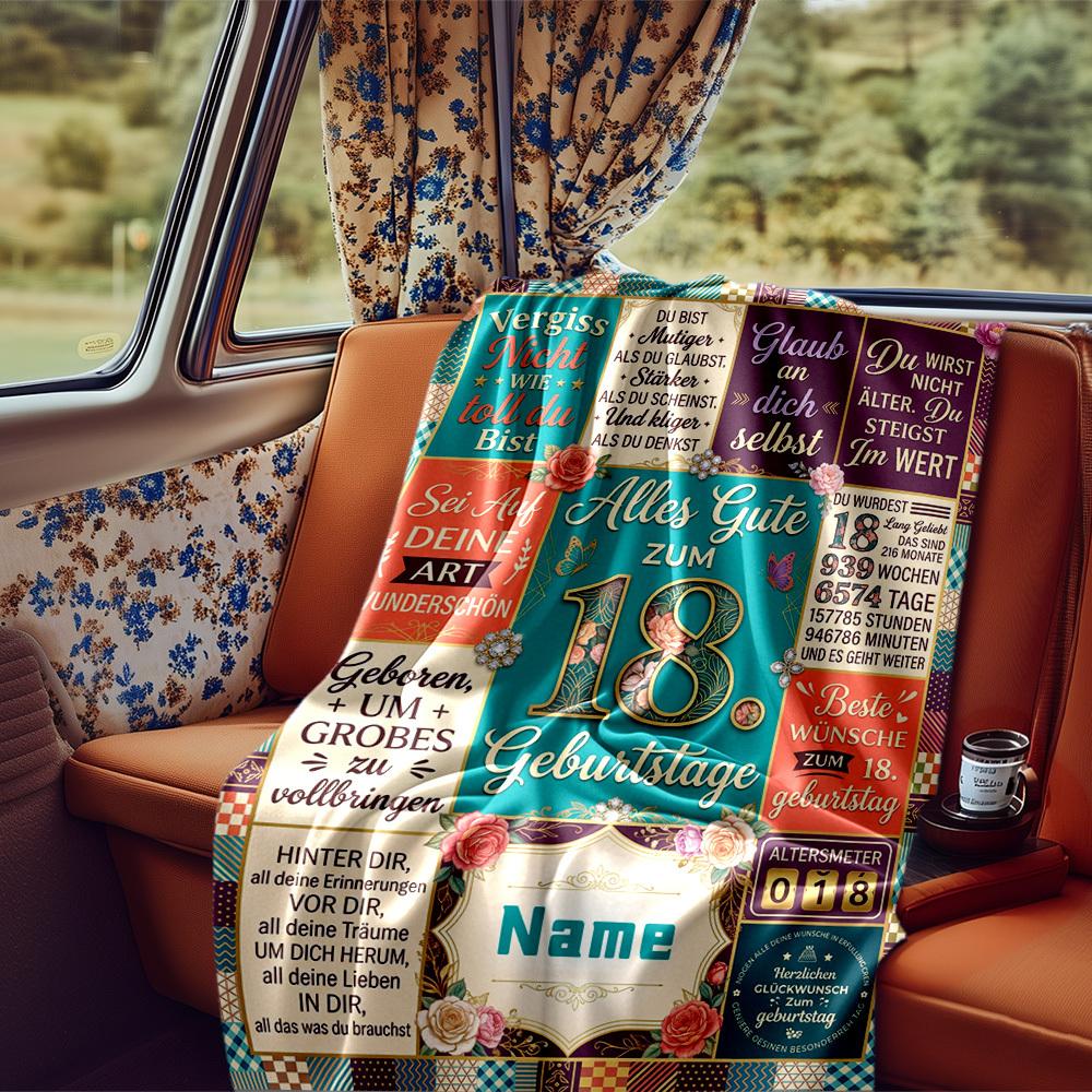 Happy 18Th Birthday Customizable Blanket Customize Your Name Comfortable Great For Picnics Outdoor Travel And Camping Sofa Office Four Seasons