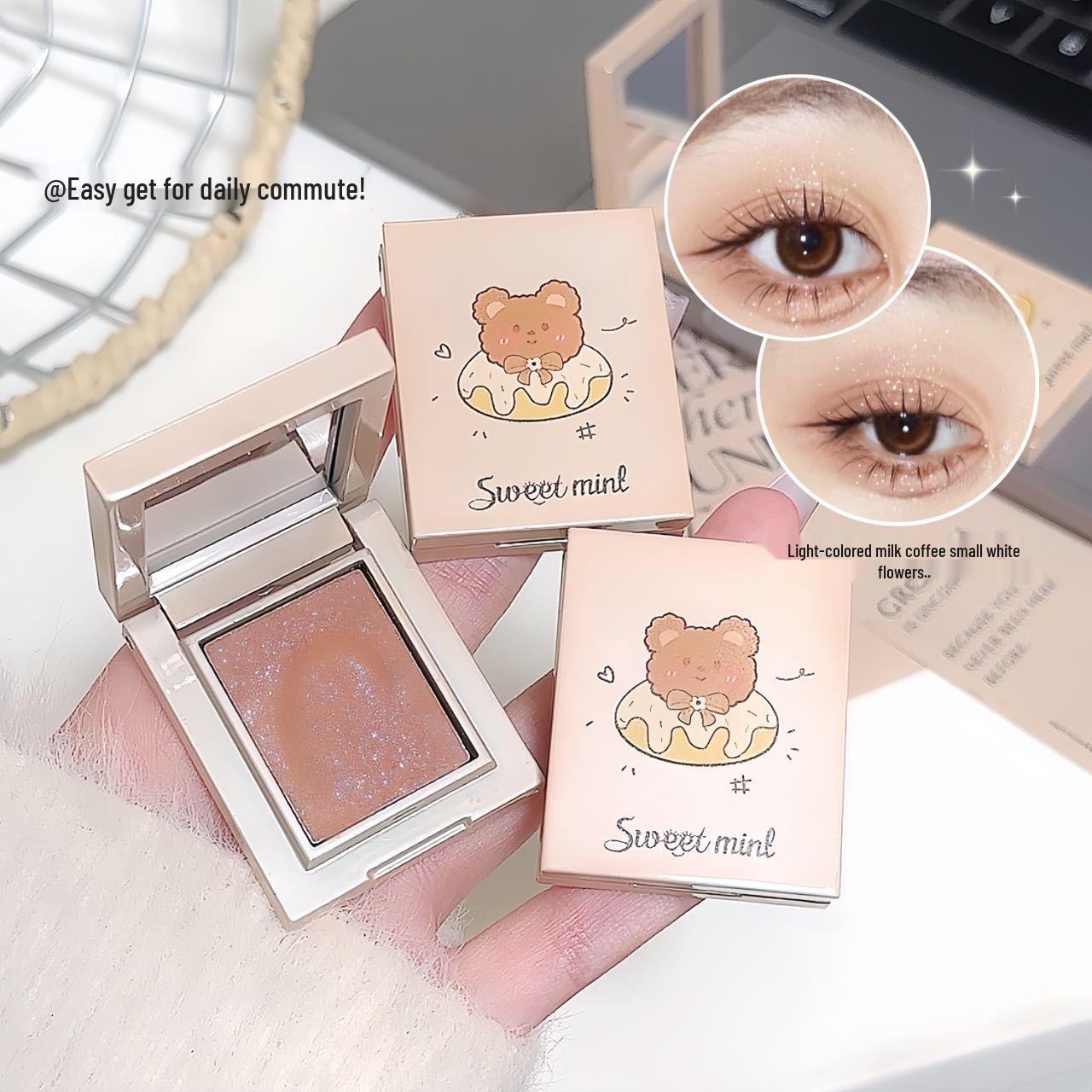 Sweet Mint Multi-use Mochi Potato Mash Highlighter: Pearlescent, Sparkle, Waterproof, Single-Color Eyeshadow Powder.